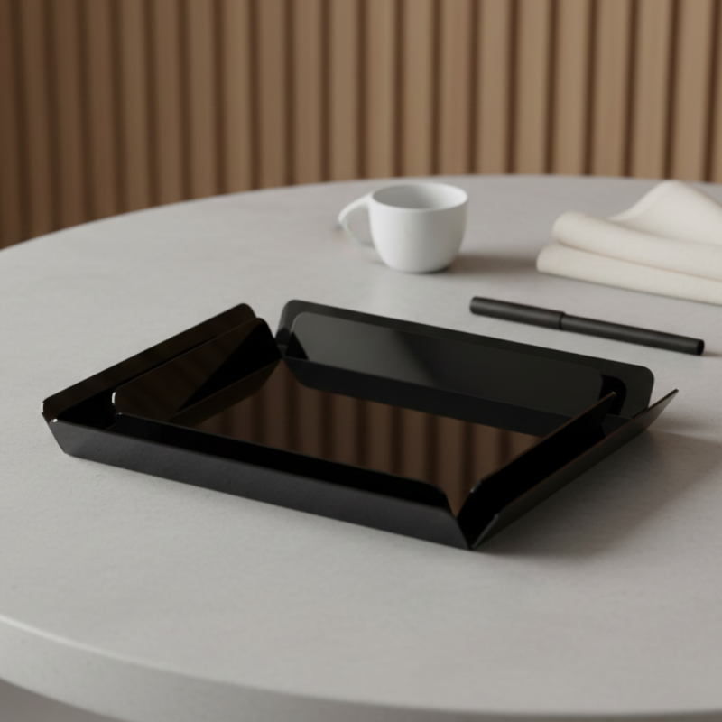 PLATEAUX SUMMER DUO NOIR EN PLEXIGLASS 38X26cm+30X20cm