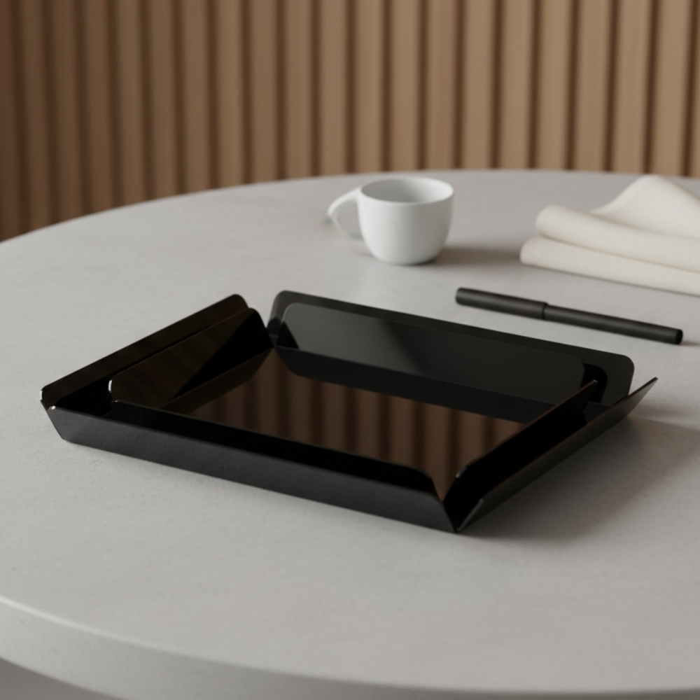 PLATEAUX SUMMER DUO NOIR EN PLEXIGLASS 38X26cm+30X20cm