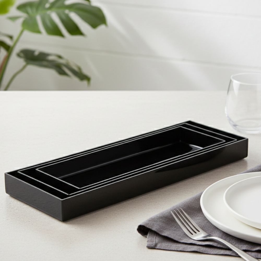 PLATEAUX TRIO NOIR EN PLEXIGLASS