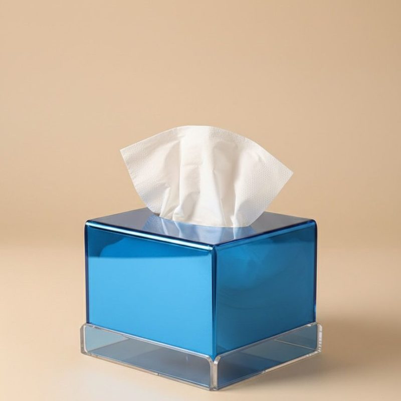 BOITE A MOUCHOIR PLEXIGLASS BLEU CAR