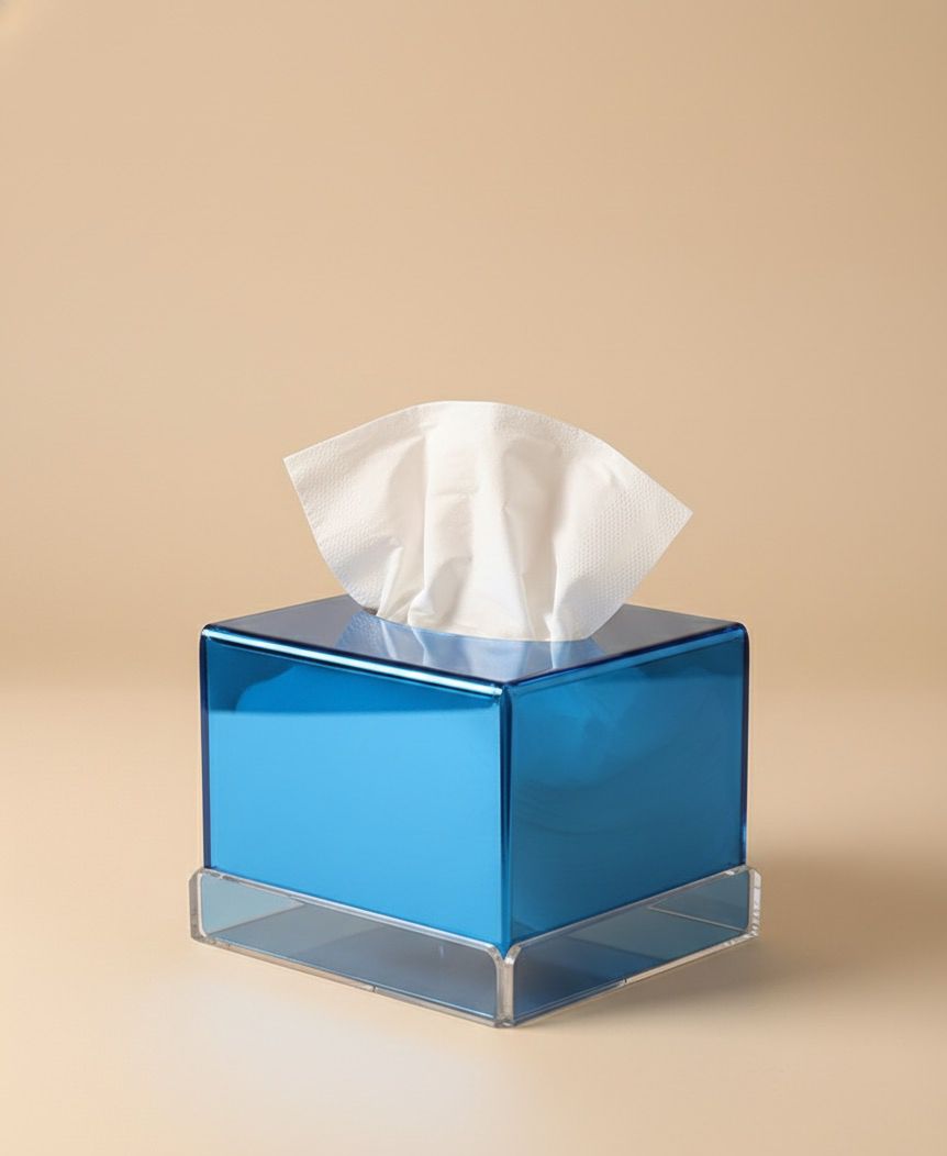BOITE A MOUCHOIR PLEXIGLASS BLEU CAR