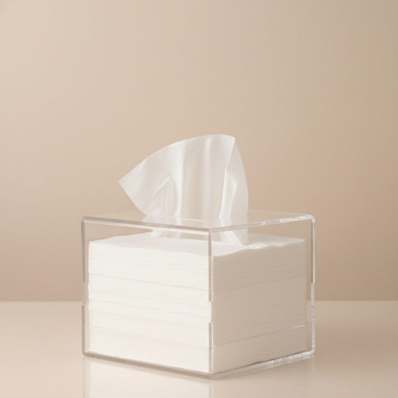 BOITE A MOUCHOIR PLEXIGLASS TRANSAPRENT CARRE