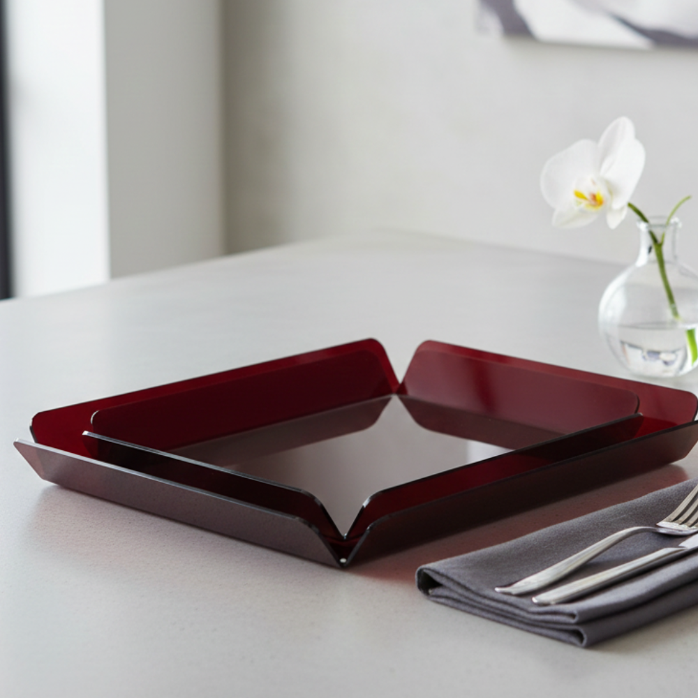 PLATEAUX SUMMER DUO ROUGE EN PLEXIGLASS 38X26cm+30X20cm