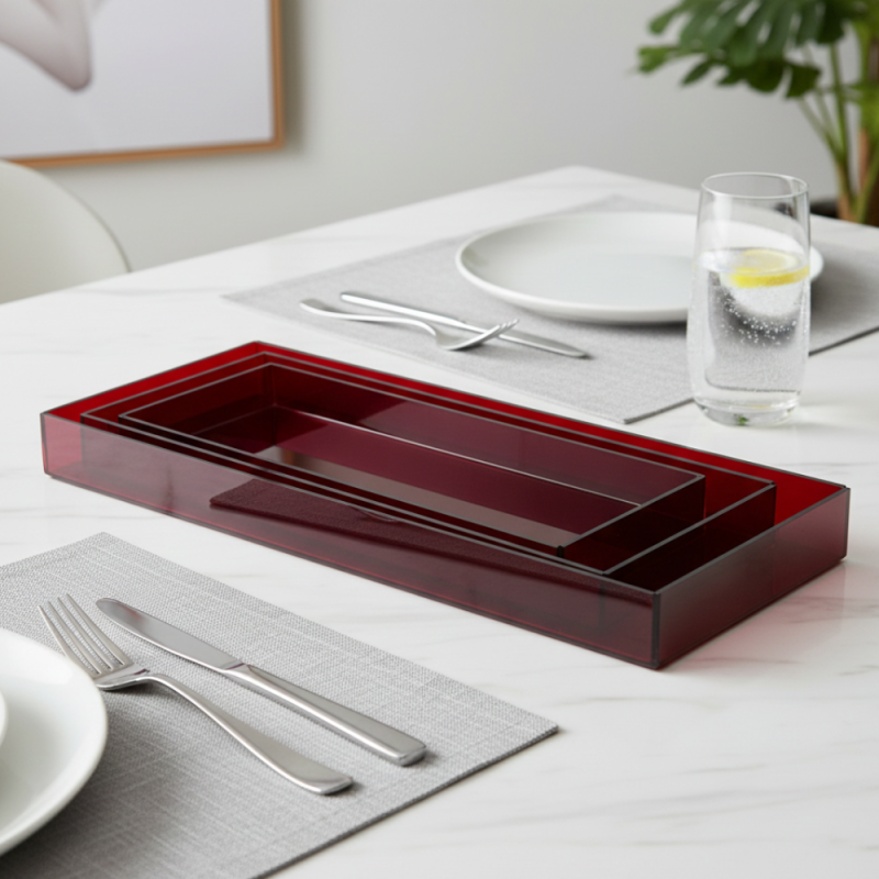 PLATEAUX TRIO ROUGE EN PLEXIGLASS