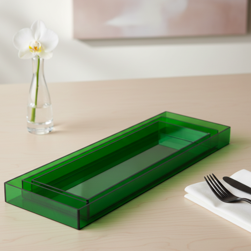 PLATEAUX TRIO VERT EN PLEXIGLASS