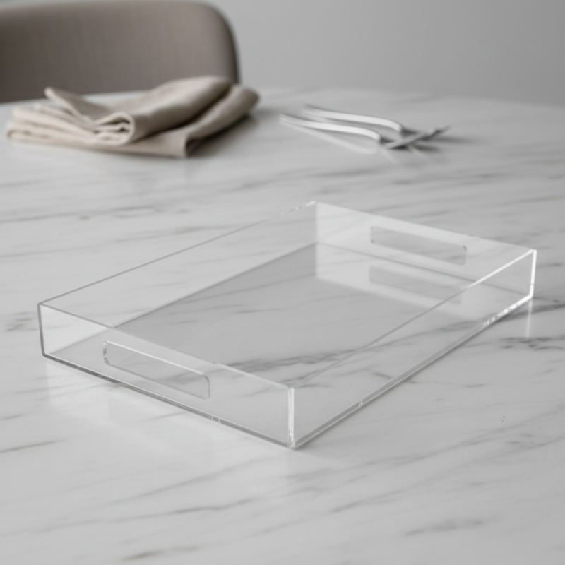 PLATEAUX RECTANGULAIR TRANSPARENT EN PLEXIGLASS 33X23cm