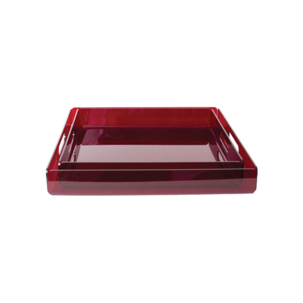 Plateaux Rectangle Rouge 33X23 CM en plexiglass
