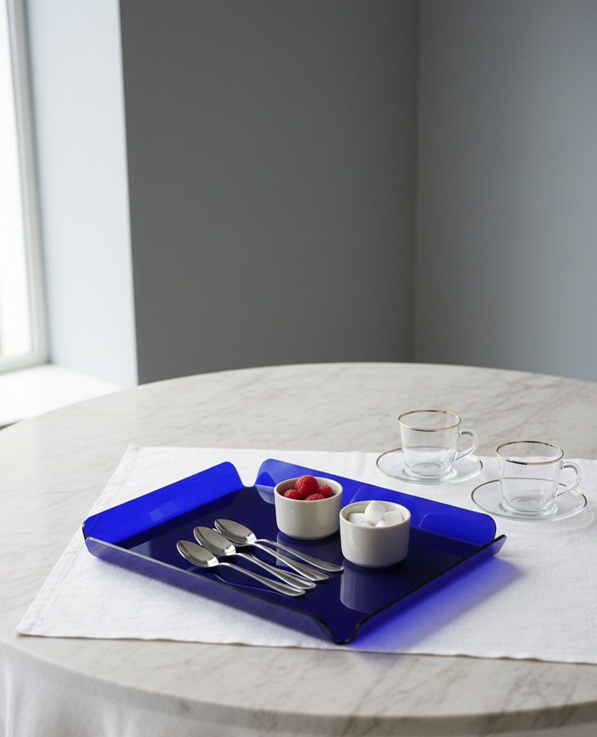 PLATEAUX SUMMER DUO BLUE EN PLEXIGLASS 38X26cm+30X20cm – Image 2