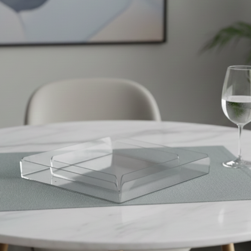 PLATEAUX SUMMER DUO TRANSPARENT EN PLEXIGLASS CARRE 30X30cm+20X20cm