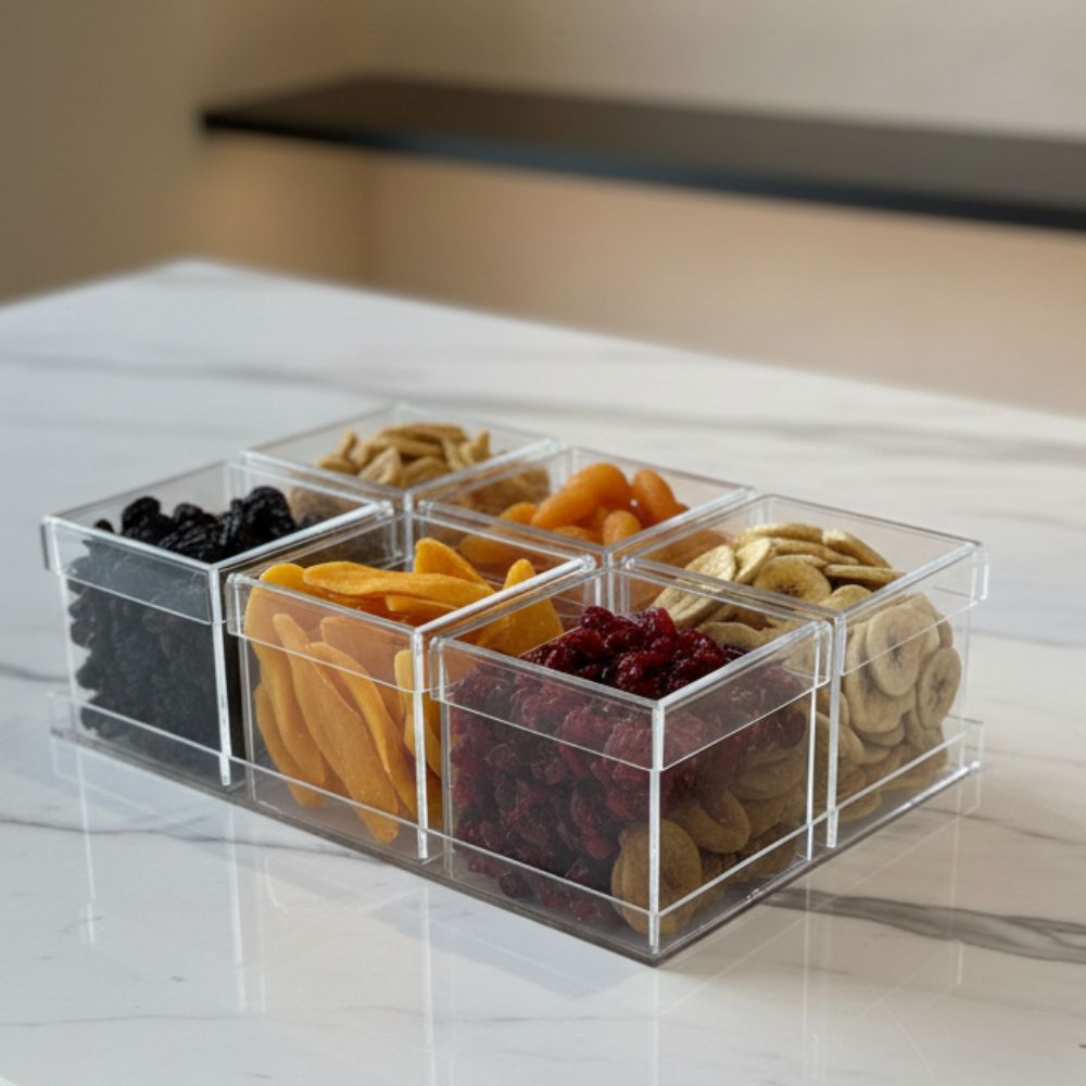 6 BONBONNIERES A COUVERCLE TRANSPARANTE