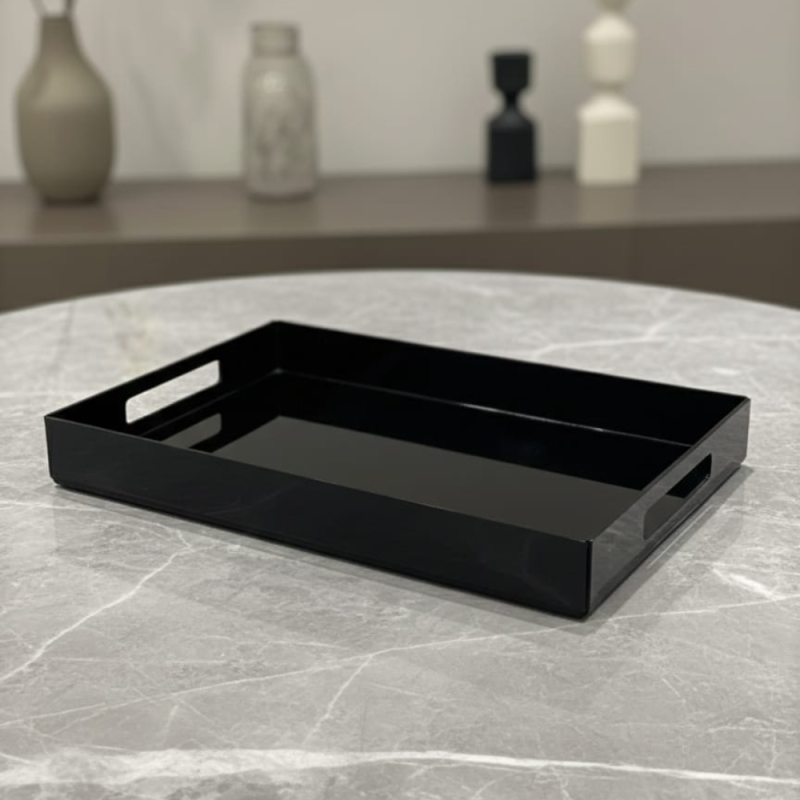 PLATEAUX RECTANGULAIR NOIR EN PLEXIGLASS 33x23cm