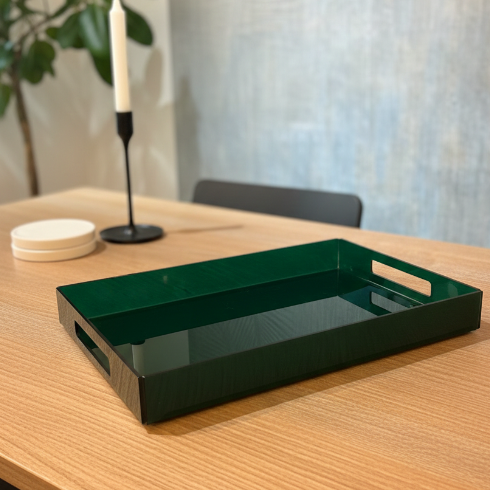 PLATEAUX RECTANGULAIR VERT EN PLEXIGLASS 33x23cm