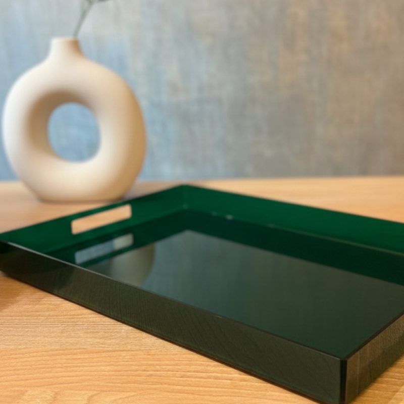 PLATEAUX RECTANGULAIR VERT EN PLEXIGLASS 43x33cm