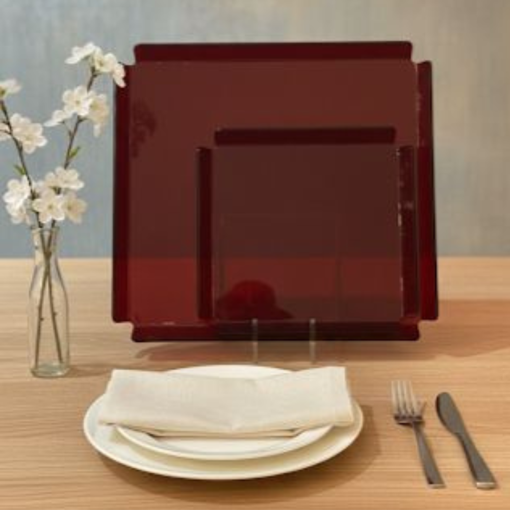 PLATEAUX SUMMER DUO ROUGE EN PLEXIGLASS CARRE 30X30cm