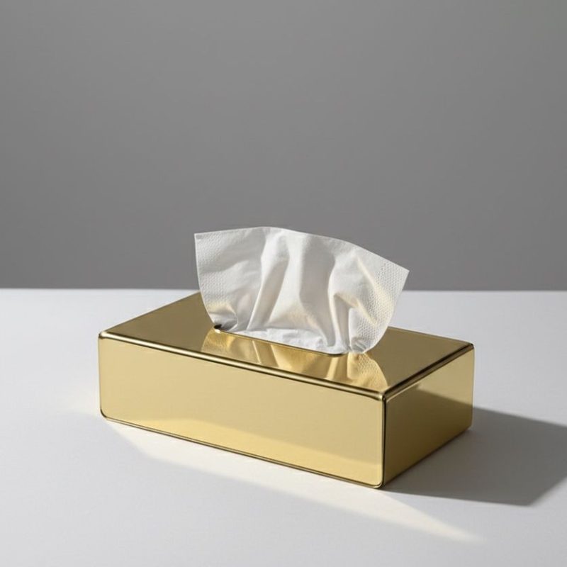 BOITE A MOUCHOIR PLEXIGLASS MIROIR GOLD REC