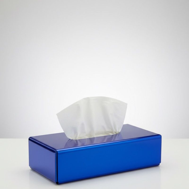 BOITE A MOUCHOIR PLEXIGLASS MIROIR BLEU CLAIR REC