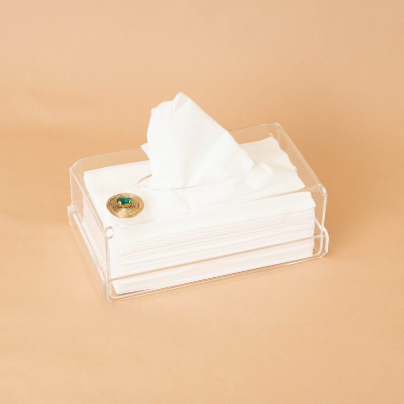 BOITE A MOUCHOIR PLEXIGLASS CUIVRE EMERAUDE
