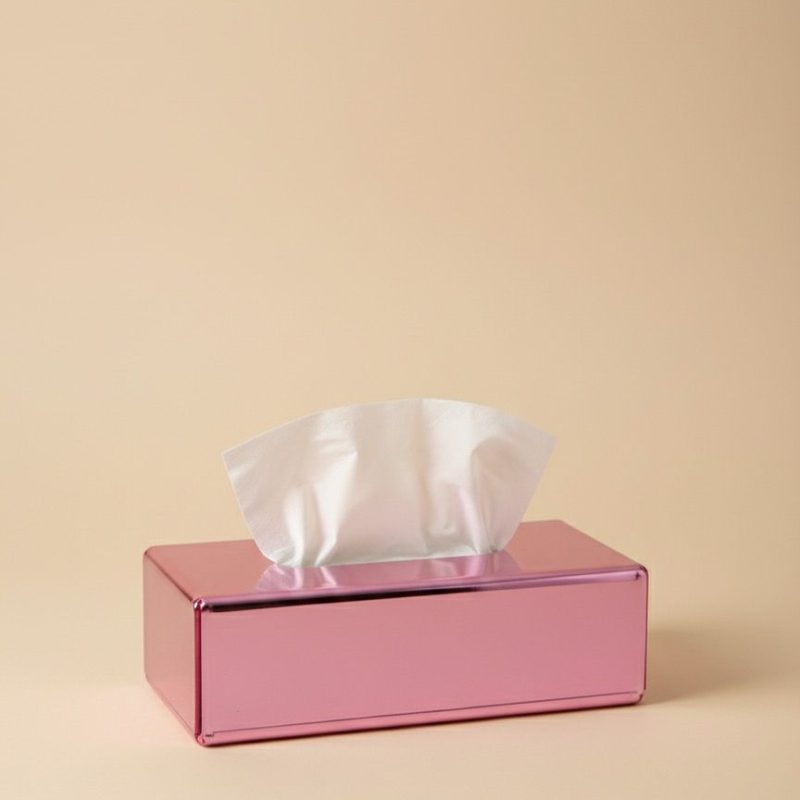 BOITE A MOUCHOIR PLEXIGLASS MIROIR ROSE REC