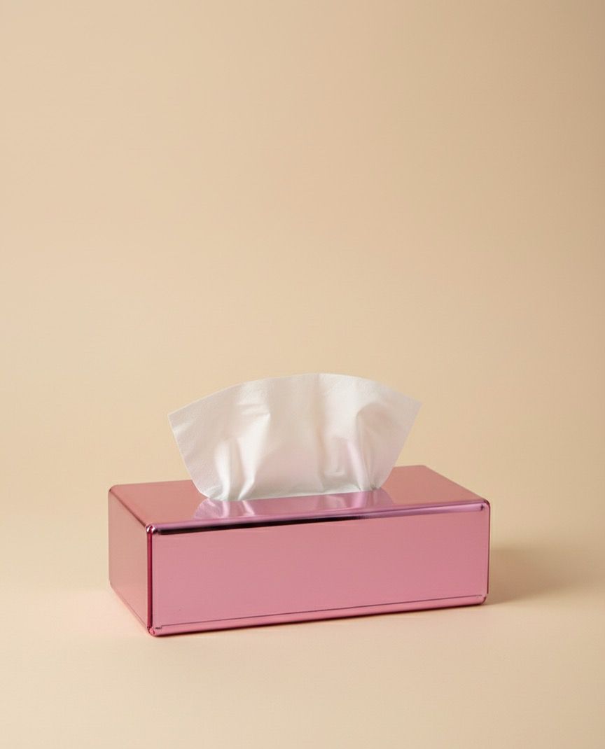 BOITE A MOUCHOIR PLEXIGLASS MIROIR ROSE REC