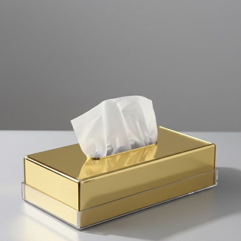 BOITE A MOUCHOIR PLEXIGLASS MIROIR GOLD REC