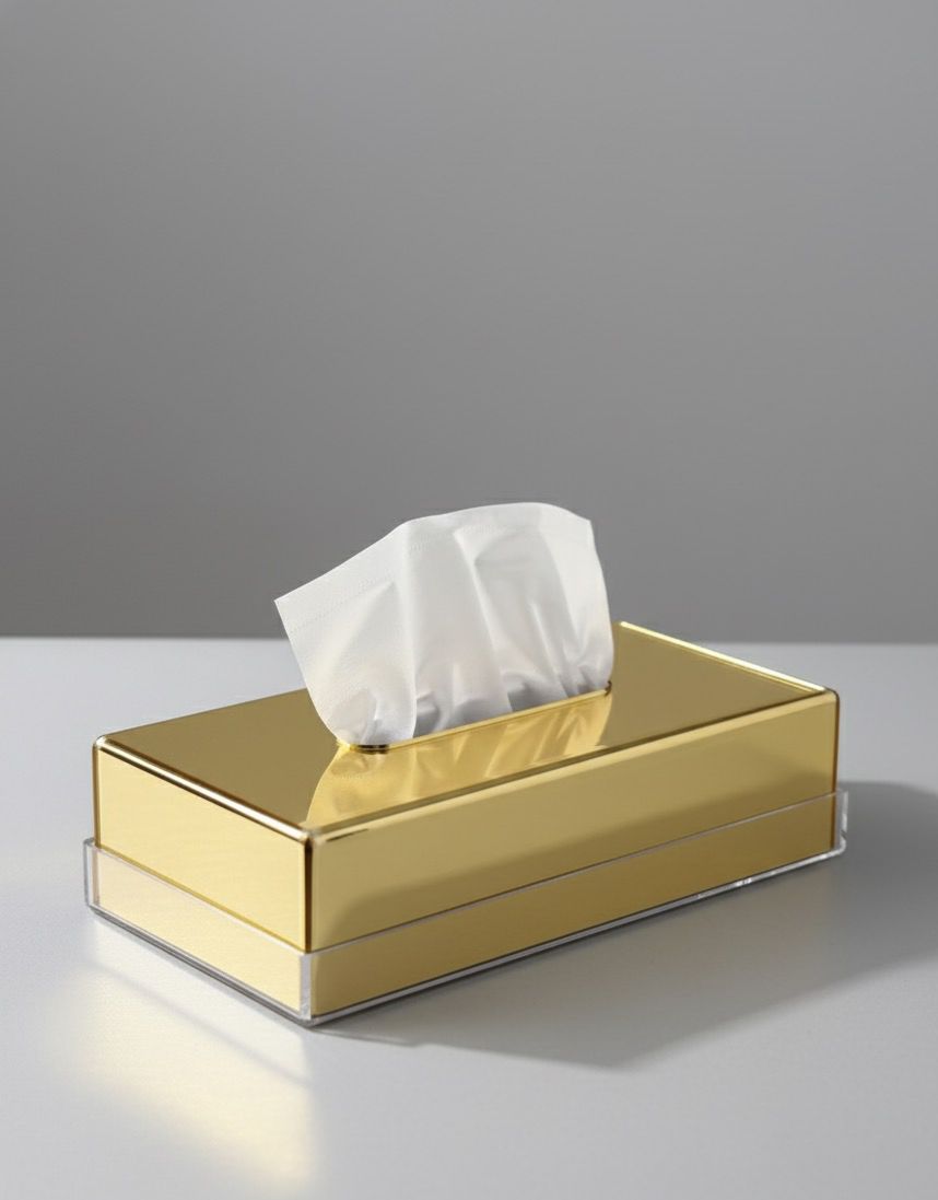 BOITE A MOUCHOIR PLEXIGLASS MIROIR GOLD REC