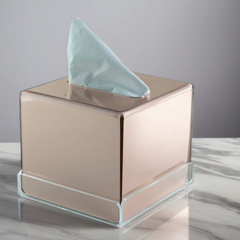 BOITE A MOUCHOIR PLEXIGLASS MIROIR ROSE GOLD CAR