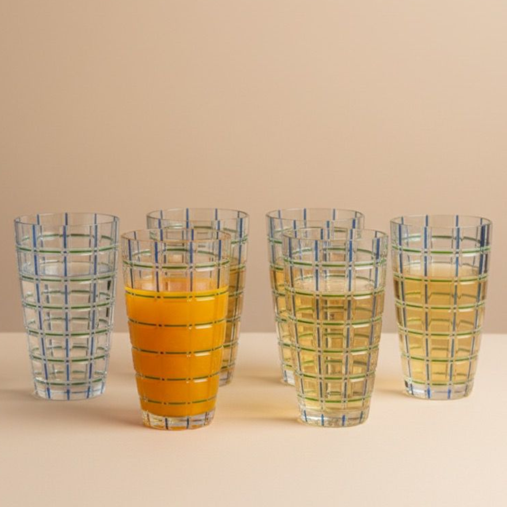 6 VERRES POINT DE CROIX LONG