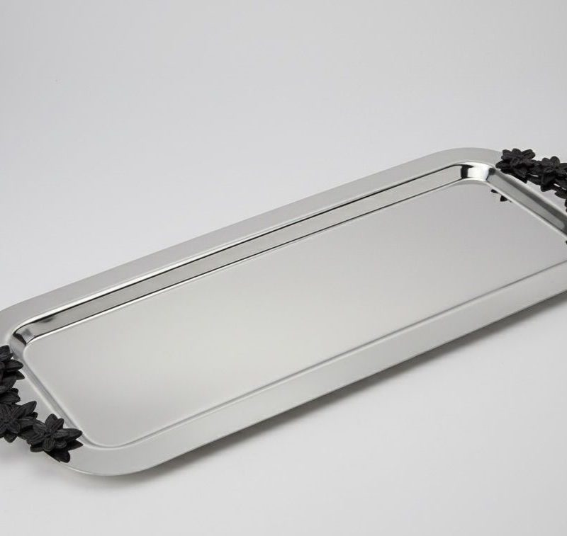 Plateau de Service Rectangulaire en Inox Poli GM