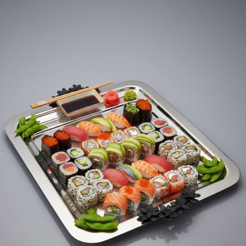 Plateau de Service carré en Inox Poli GM