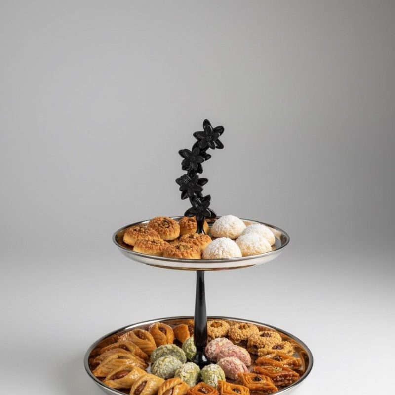 Présentoir à Deux Niveaux en inox poli