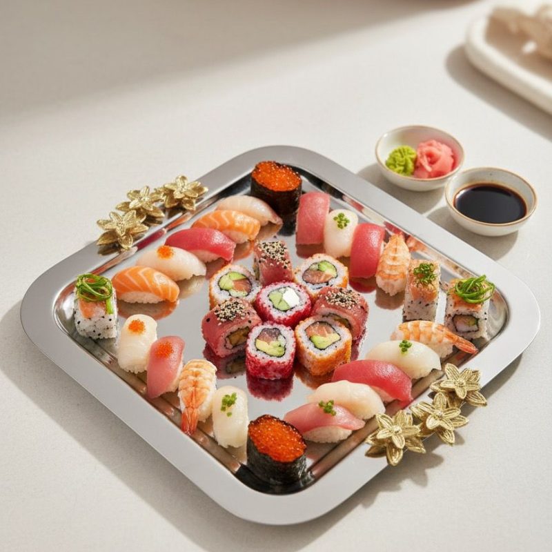 Plateau de Service carré en Inox Poli PM