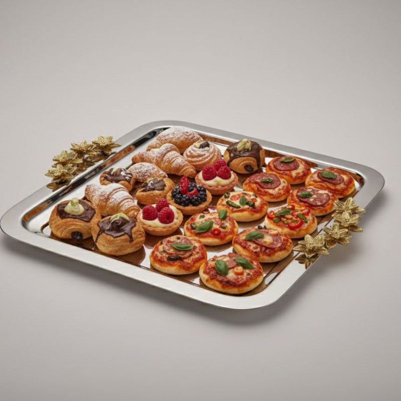 Plateau de Service carré en Inox Poli GM