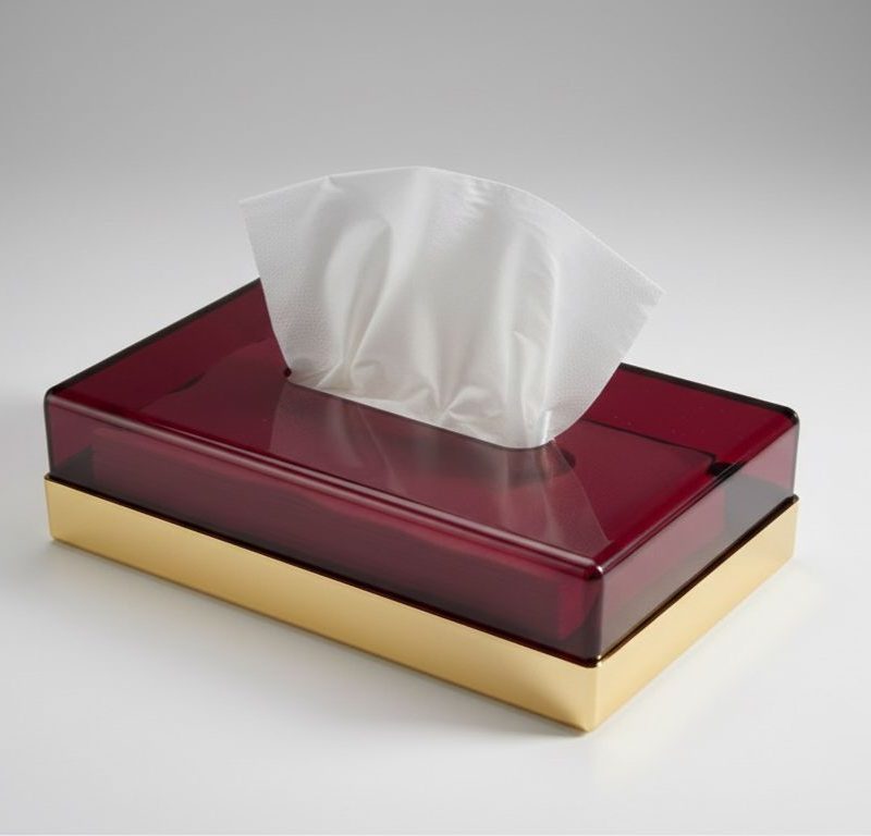 Boite á Mouchoir en plexiglass happy rectangulaire rouge