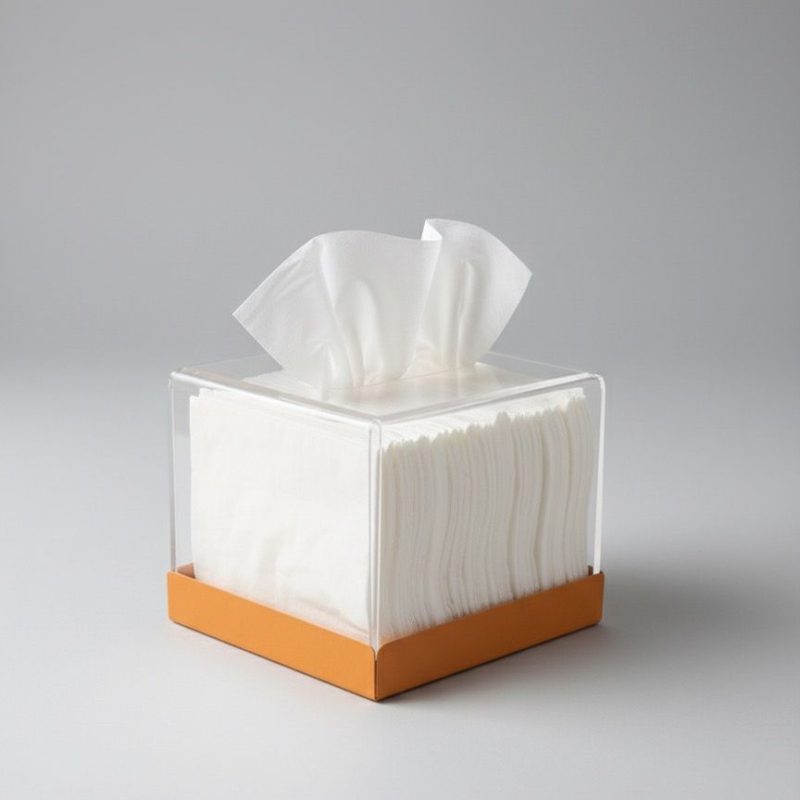 BOITE A MOUCHOIR PLEXIGLASS METAL ORANGE CAR