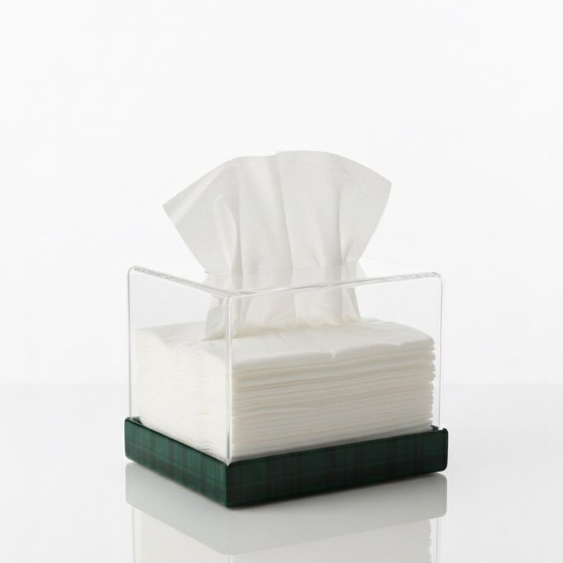 BOITE A MOUCHOIR PLEXIGLASS METAL VERT CAR