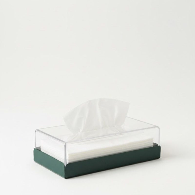 BOITE A MOUCHOIR PLEXIGLASS METAL VERT REC