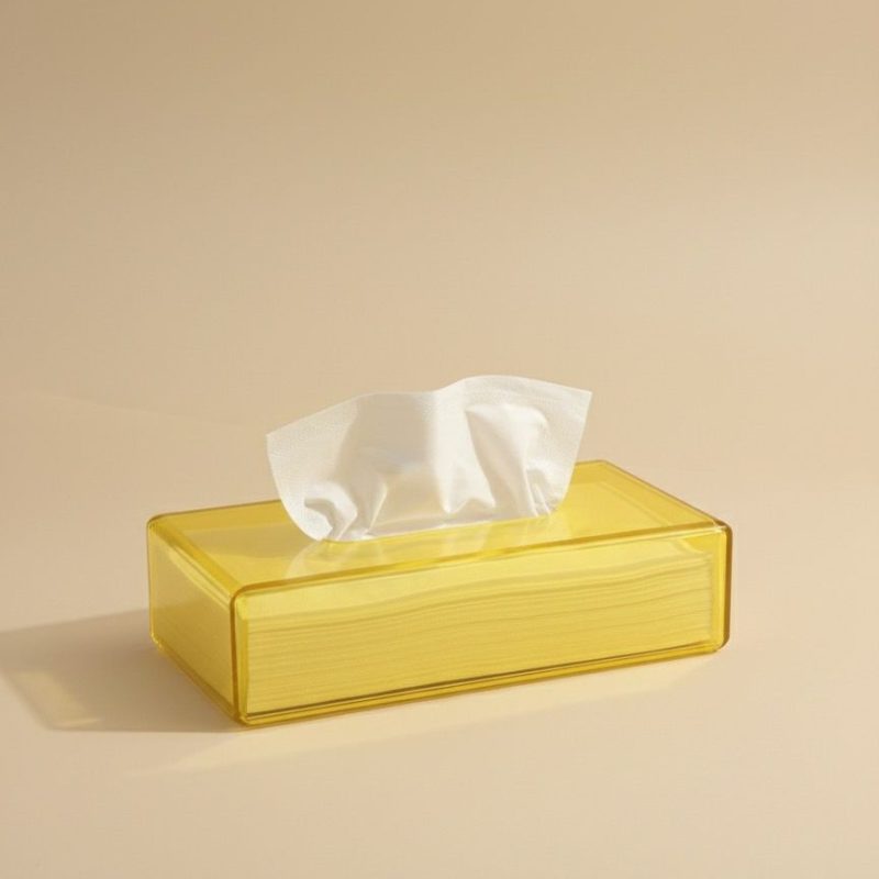 BOITE A MOUCHOIR PLEXIGLASS FLUO JAUNE