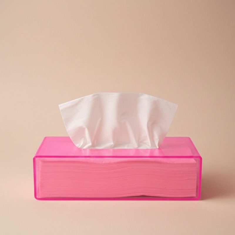 BOITE A MOUCHOIR PLEXIGLASS FLUO ROSE