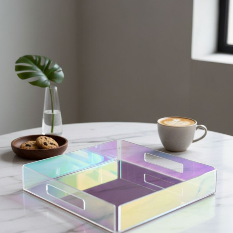 PLATEAUX RAINBOW EN PLEXIGLASS  25x25cm