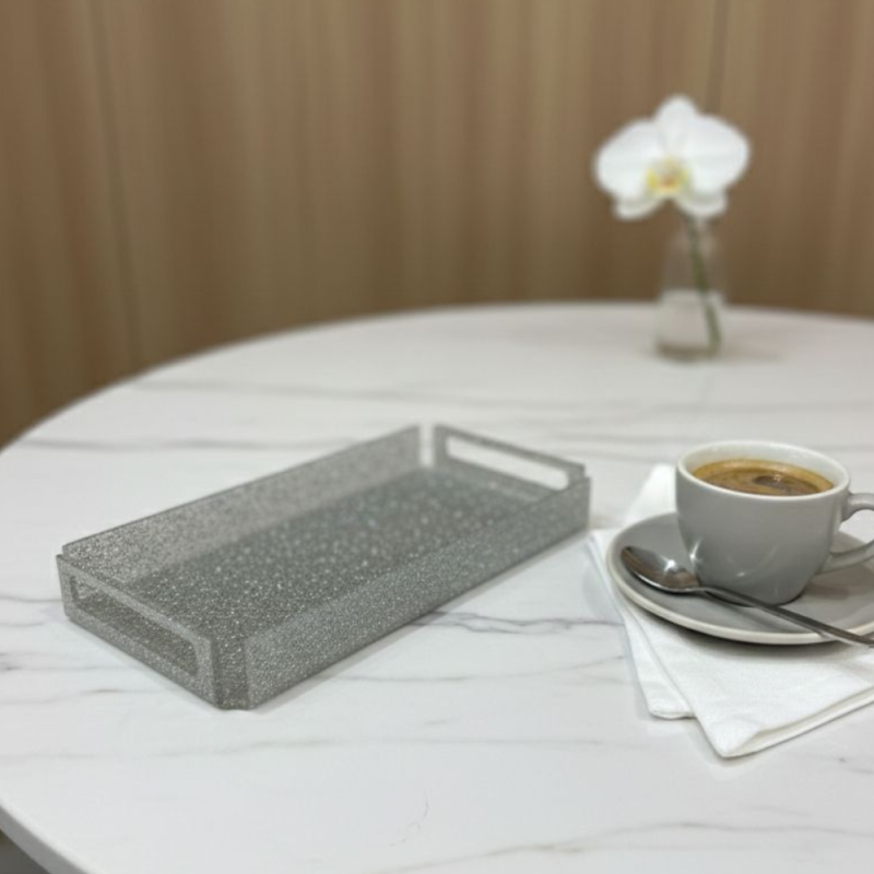 PLATEAUX GLITTER EN PLEXIGLASS 20x10cm