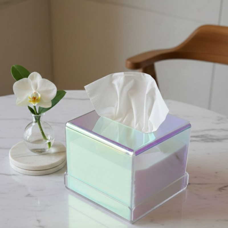BOITE A MOUCHOIR RAINBOW EN PLEXIGLASS CARRE