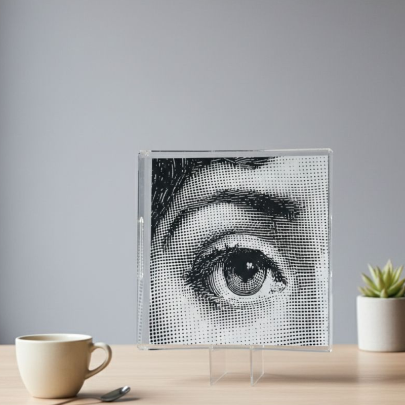 PLATEAUX CARRE FORNASSETI OEIL EN PLEXIGLASS 32x32cm