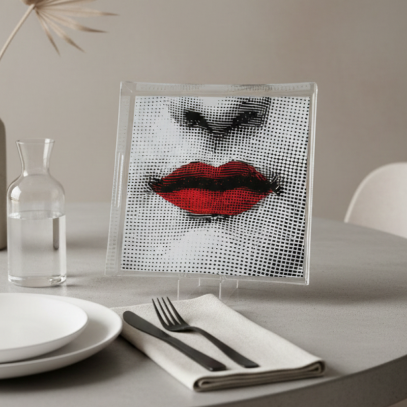 PLATEAUX CARRE FORNASSETI ROUGE EN PLEXIGLASS 32x32cm