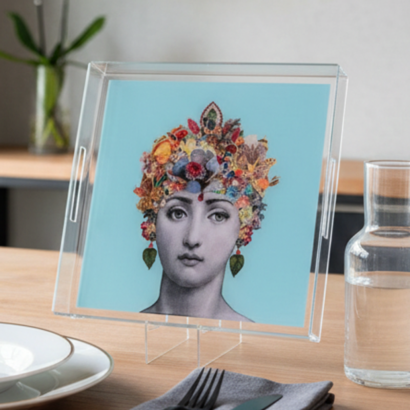 PLATEAUX CARRE FORNASSETI VERT EN PLEXIGLASS 32x32cm