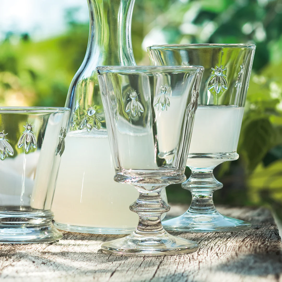 6 VERRE A PIED ABEILLE TRANSPARENT