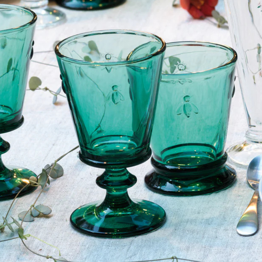 6 VERRE A PIED ABEILLE EMERAUDE