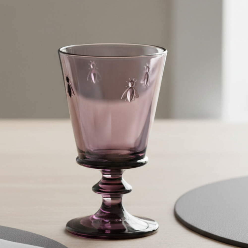 6 VERRE A PIED ABEILLE AUBERGINE