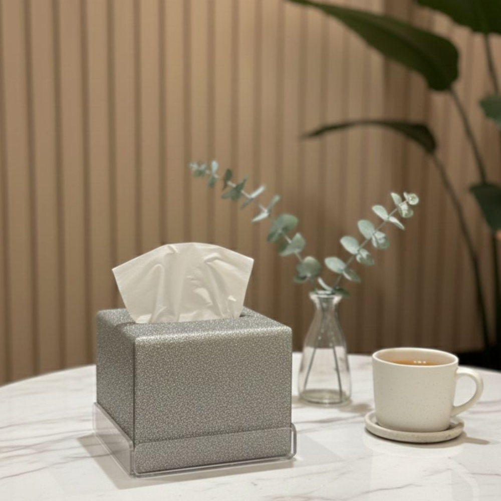 BOITE A MOUCHOIR GLITTER	 EN PLEXIGLASS CARRE