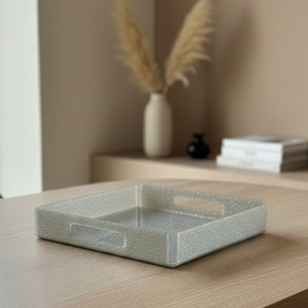 PLATEAUX GLITTER EN PLEXIGLASS 20x10cm